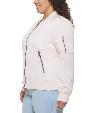 Trendy Plus Size Melanie Bomber Jacket Peach Blush $47.00 Jackets