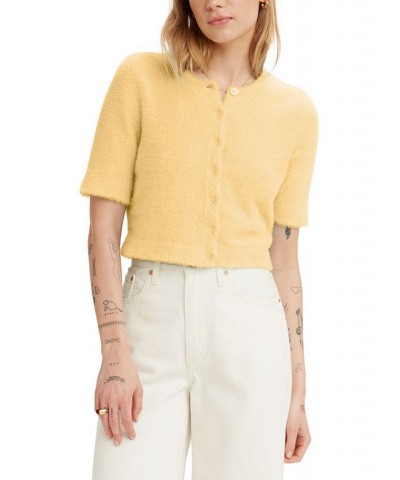 Women's Sandy Short-Sleeve Cropped Sweater Yellow $21.51 Tops