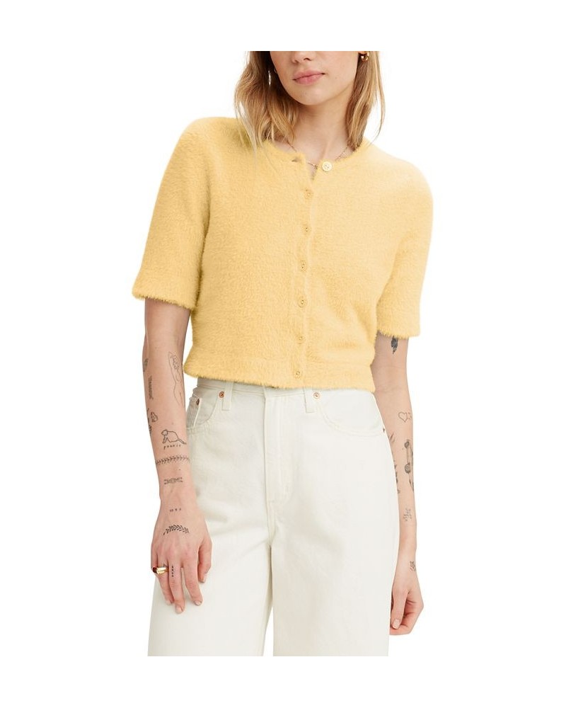 Women's Sandy Short-Sleeve Cropped Sweater Yellow $21.51 Tops