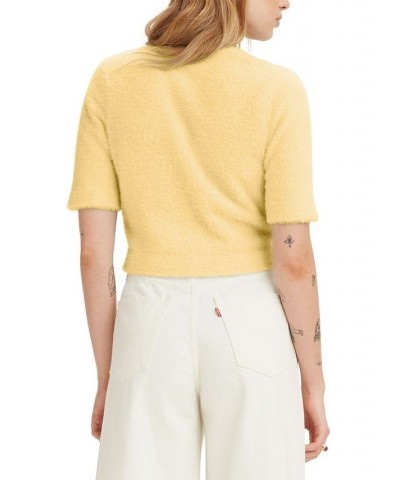 Women's Sandy Short-Sleeve Cropped Sweater Yellow $21.51 Tops