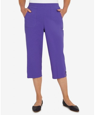 Women's Criss Cross Structured Capri Pants Purple $34.51 Pants