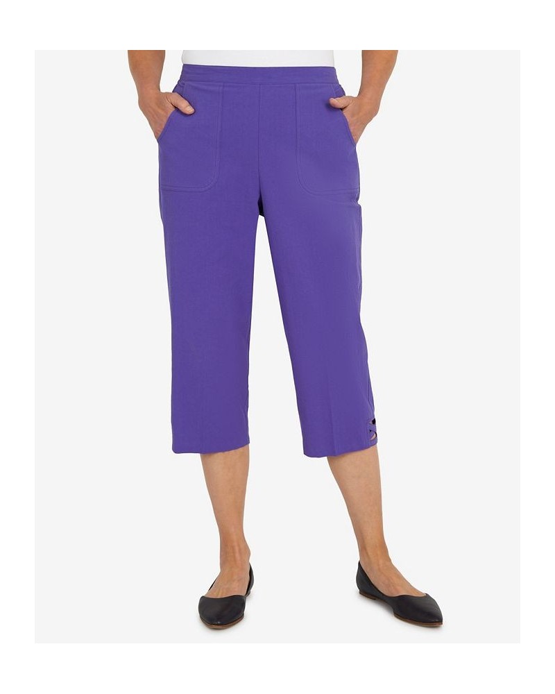 Women's Criss Cross Structured Capri Pants Purple $34.51 Pants