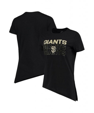 Women's Black San Francisco Giants Birch Delta Asymmetrical T-shirt Black $22.56 Tops