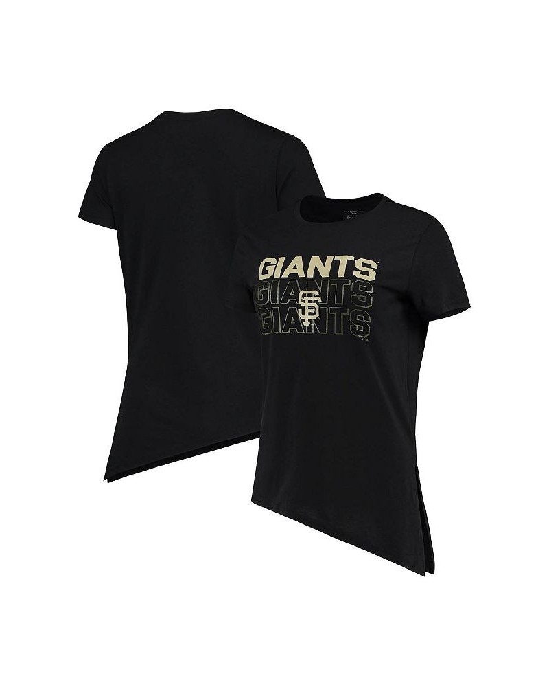 Women's Black San Francisco Giants Birch Delta Asymmetrical T-shirt Black $22.56 Tops