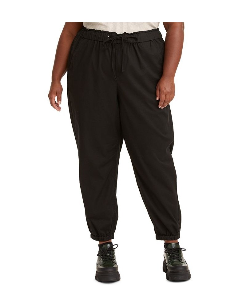 Trendy Plus Size Off Duty Jogger Pants Black $19.19 Pants