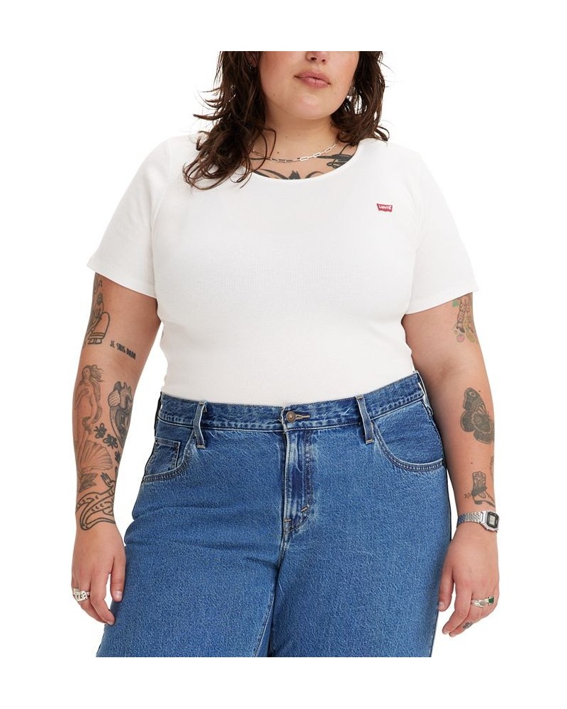 Trendy Plus Size Short Sleeve Honey T-Shirt White $9.49 Tops