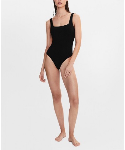 Women's Square Neckline Swimsuit Black $32.90 Swimsuits