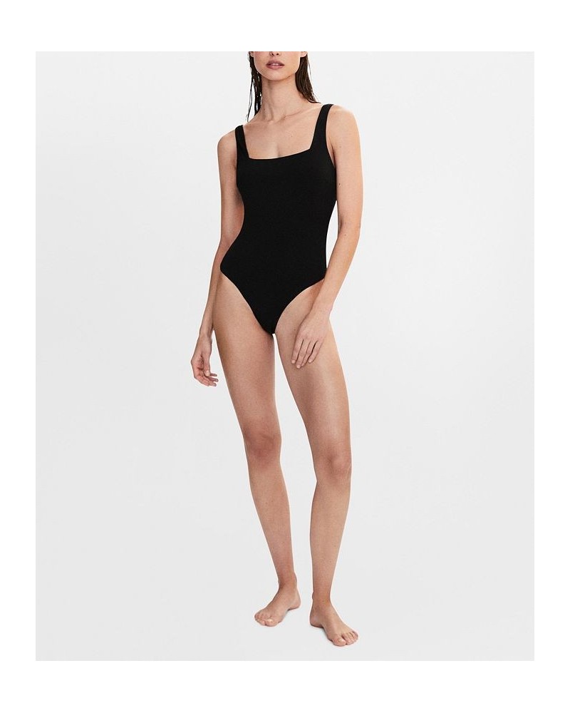 Women's Square Neckline Swimsuit Black $32.90 Swimsuits