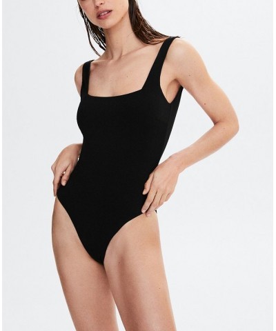 Women's Square Neckline Swimsuit Black $32.90 Swimsuits