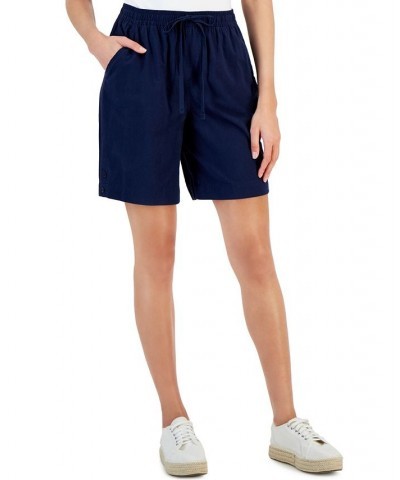Petite Emilia Cotton High-Rise Pull-On Shorts Intrepid Blue $9.45 Shorts