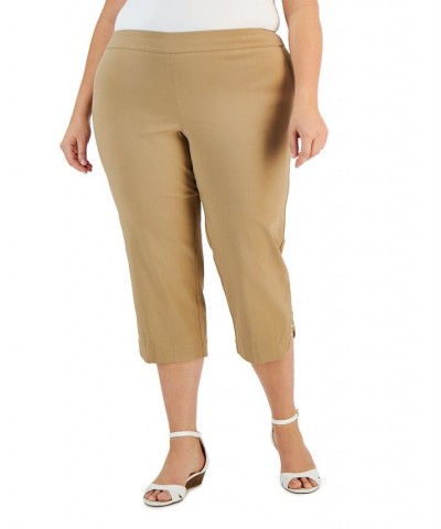 Plus Size Lattice-Hem Capri Pants New Fawn $20.67 Pants
