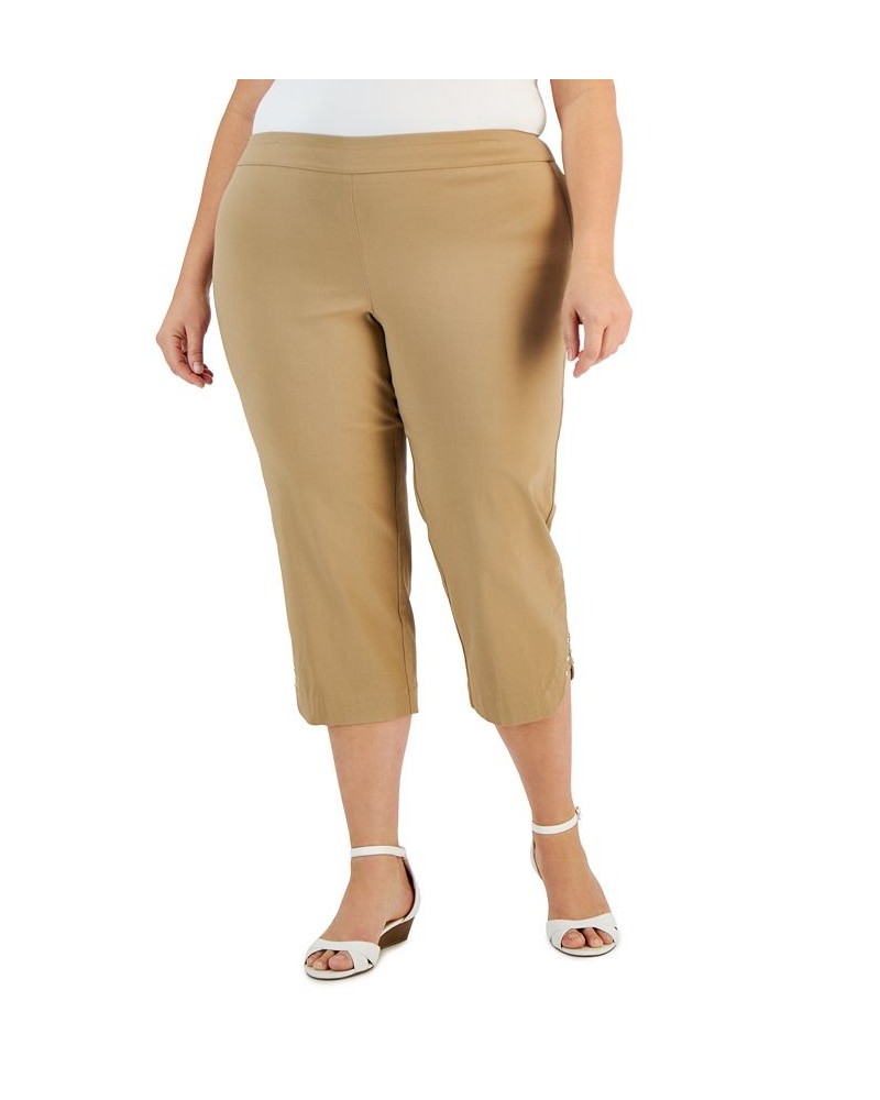 Plus Size Lattice-Hem Capri Pants New Fawn $20.67 Pants