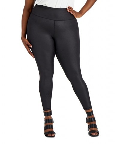 Plus Size Shine Compression Leggings Deep Black $14.29 Pants