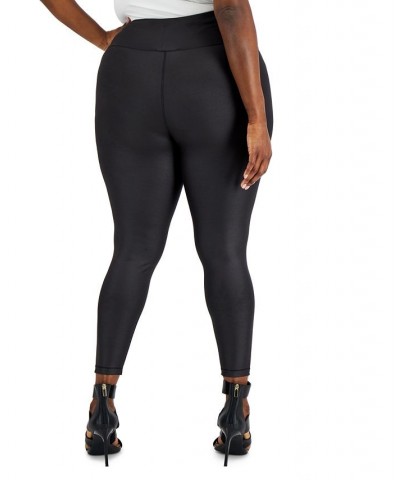 Plus Size Shine Compression Leggings Deep Black $14.29 Pants