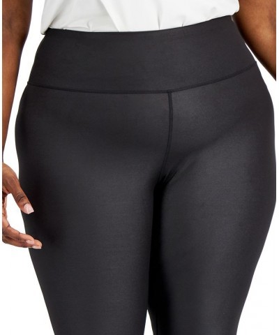 Plus Size Shine Compression Leggings Deep Black $14.29 Pants