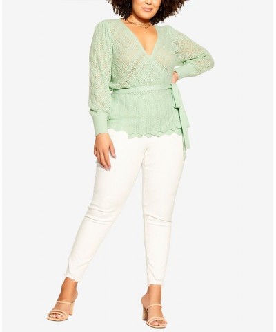 Trendy Plus Size Olivia Cardigan Sweater Mint $45.39 Sweaters