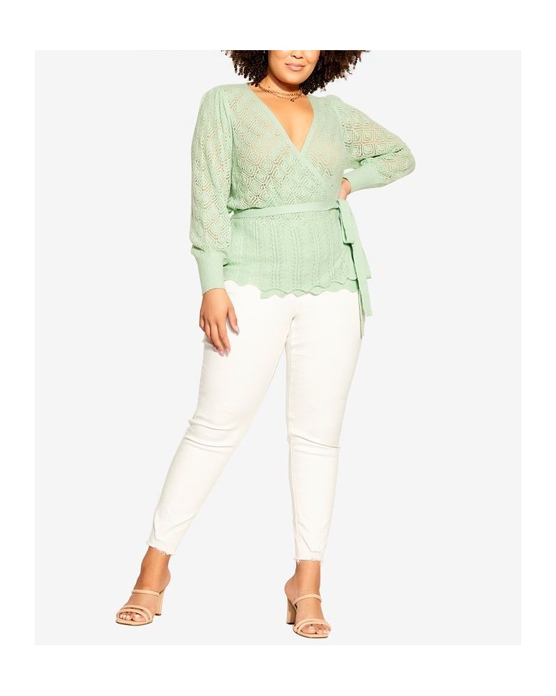 Trendy Plus Size Olivia Cardigan Sweater Mint $45.39 Sweaters