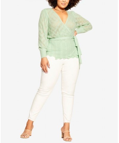 Trendy Plus Size Olivia Cardigan Sweater Mint $45.39 Sweaters