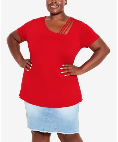 Plus Size V Cut Out Top Red $24.99 Tops