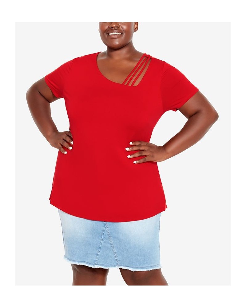 Plus Size V Cut Out Top Red $24.99 Tops