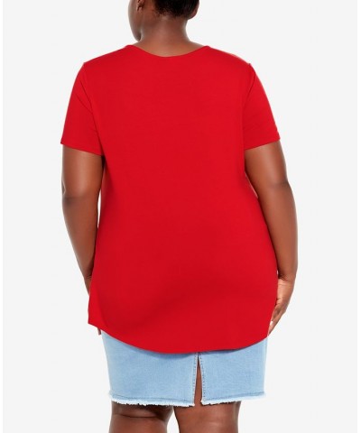 Plus Size V Cut Out Top Red $24.99 Tops