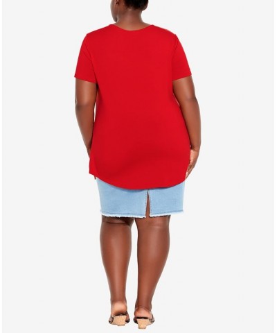 Plus Size V Cut Out Top Red $24.99 Tops