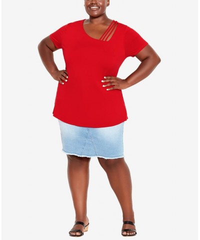 Plus Size V Cut Out Top Red $24.99 Tops