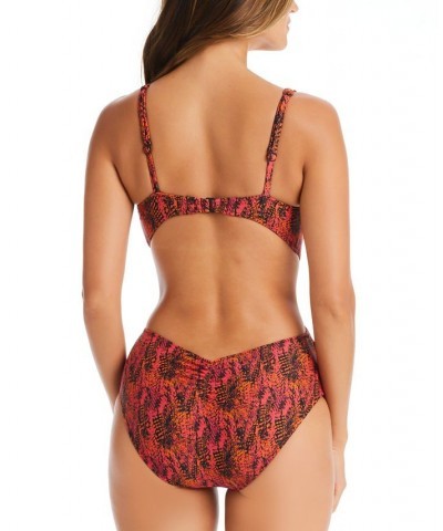 Women's Viper Snakeskin-Print Cut-Out Monokini Ruby $41.60 Swimsuits