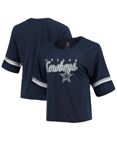 Women's Juniors Navy Dallas Cowboys Burnout Raglan Half-Sleeve T-shirt Navy $20.16 Tops