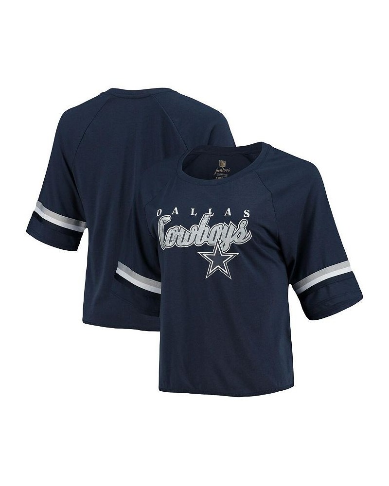 Women's Juniors Navy Dallas Cowboys Burnout Raglan Half-Sleeve T-shirt Navy $20.16 Tops