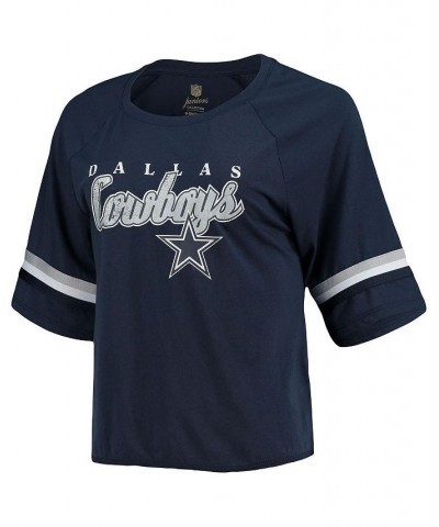 Women's Juniors Navy Dallas Cowboys Burnout Raglan Half-Sleeve T-shirt Navy $20.16 Tops