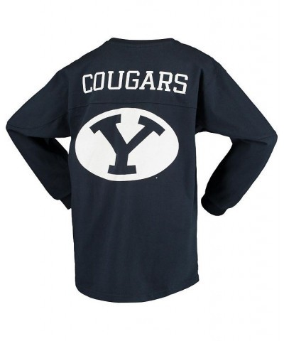 Women's Navy BYU Cougars The Big Shirt Oversized Long Sleeve T-shirt Navy $30.79 Tops