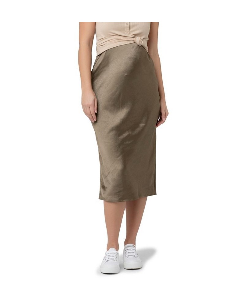 Lexie Satin Midi Skirt Olive $41.87 Skirts