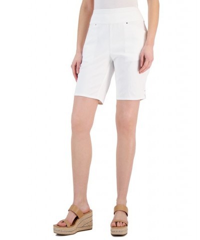 Women's Curvy Mid Rise Pull-On Bermuda Shorts White $16.45 Shorts