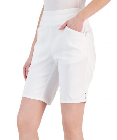 Women's Curvy Mid Rise Pull-On Bermuda Shorts White $16.45 Shorts