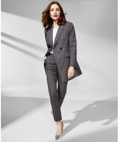 Women's One Button Windowpane Jacket Charcoal Multi $35.65 Jackets