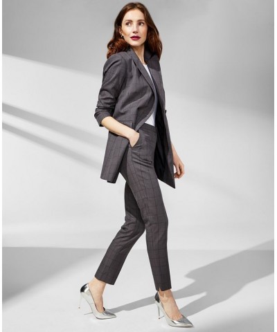 Women's One Button Windowpane Jacket Charcoal Multi $35.65 Jackets