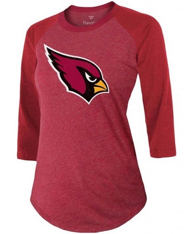 Women's Deandre Hopkins Cardinal Arizona Cardinals Team Player Name Number Tri-Blend Raglan 3/4 Sleeve T-shirt Burgundy $23.6...