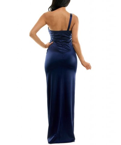 Juniors' Satin One-Shoulder Gown Orange $41.83 Dresses