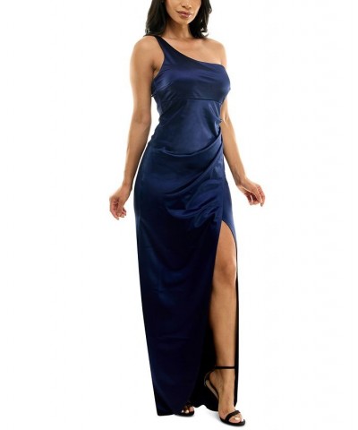 Juniors' Satin One-Shoulder Gown Orange $41.83 Dresses