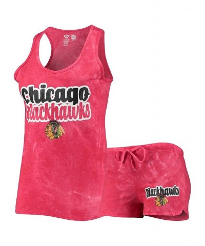 Women's Red Chicago Blackhawks Billboard Racerback Tank Top and Shorts Set Red $29.99 Pajama