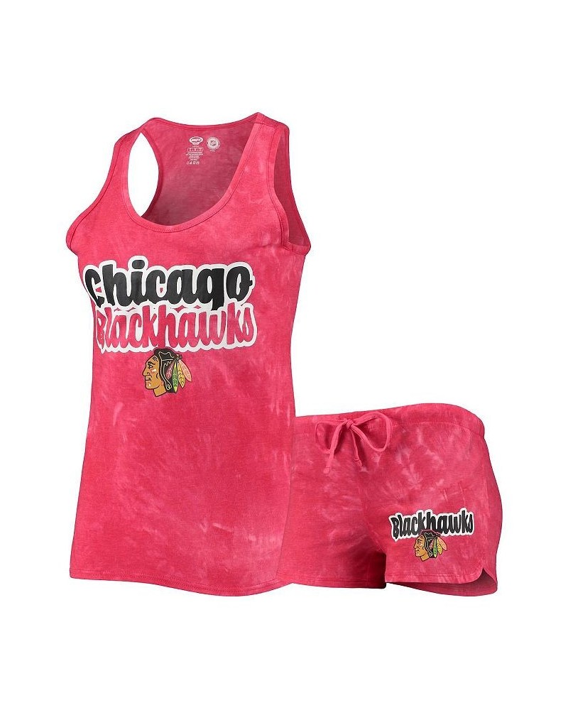 Women's Red Chicago Blackhawks Billboard Racerback Tank Top and Shorts Set Red $29.99 Pajama