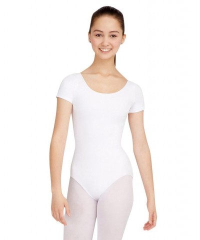 Short Sleeve Leotard White $19.32 Tops