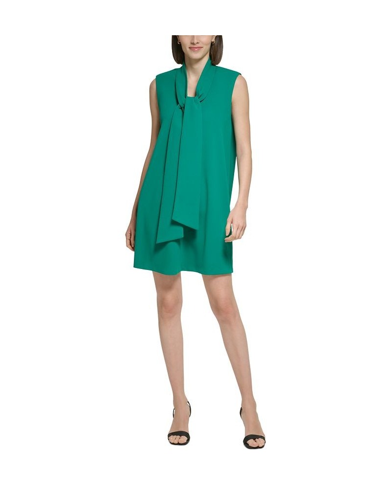 Women's Tie-Neck Sleeveless Shift Dress Green $54.72 Dresses