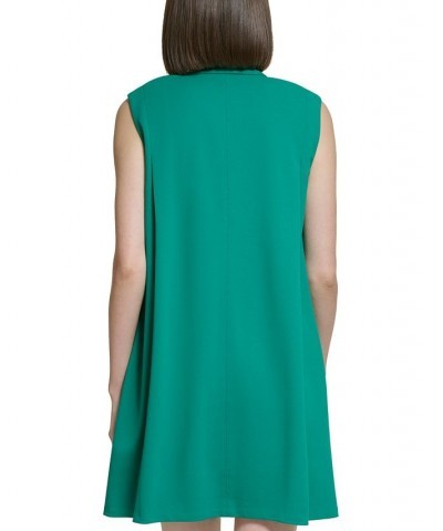 Women's Tie-Neck Sleeveless Shift Dress Green $54.72 Dresses