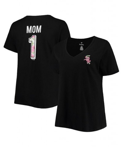 Women's Black Chicago White Sox Plus Size 1 Mom 2-Hit V-Neck T-shirt Black $24.83 Tops