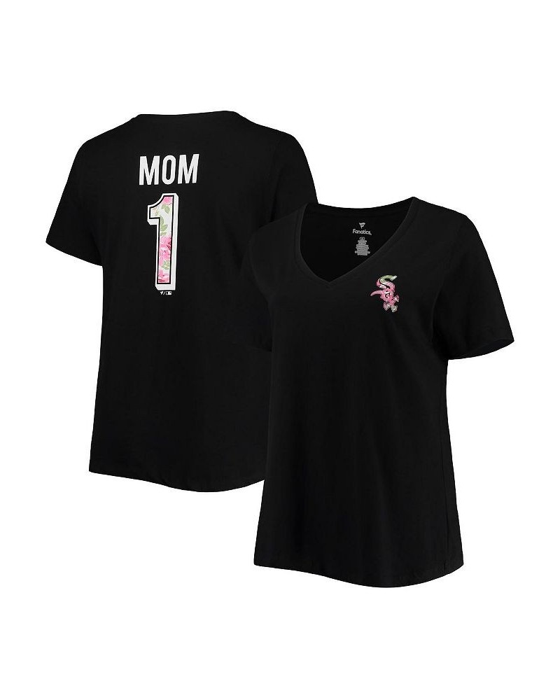 Women's Black Chicago White Sox Plus Size 1 Mom 2-Hit V-Neck T-shirt Black $24.83 Tops