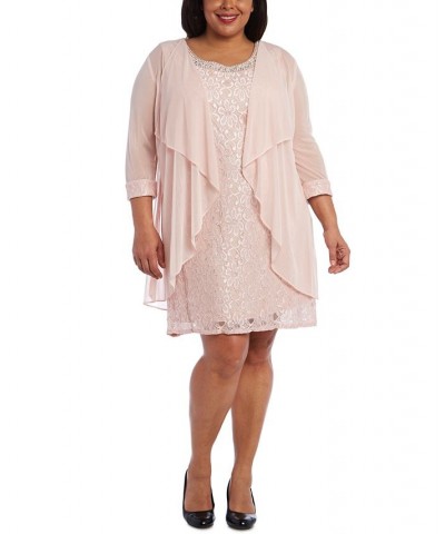 Plus Size Lace Dress & Jacket Pink $62.55 Dresses