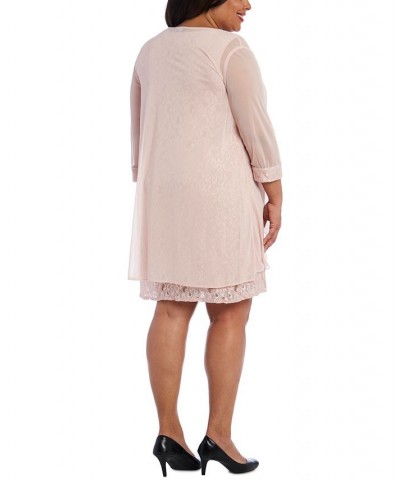 Plus Size Lace Dress & Jacket Pink $62.55 Dresses