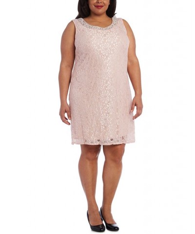 Plus Size Lace Dress & Jacket Pink $62.55 Dresses